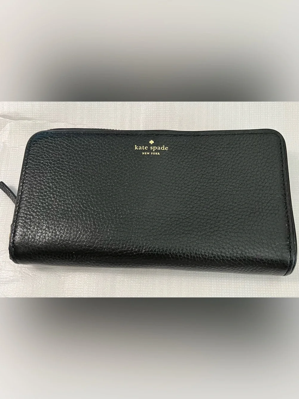 Kate Spade Black Large Continental Wallet with gold tone hardware
